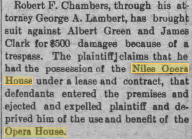 Niles Opera House - Dec 5Th 1903 Lease Dispute (newer photo)